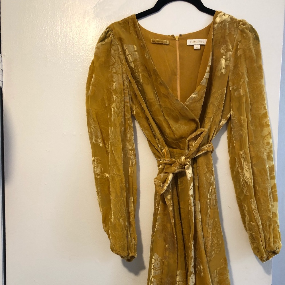 Yumi Kim gold velvet mini dress
